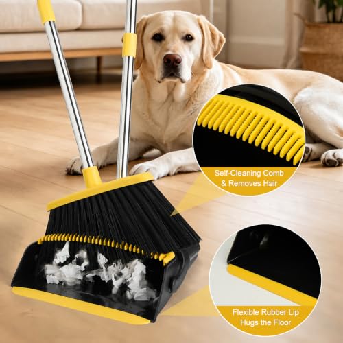 Broom and Dustpan Set with Long Handle