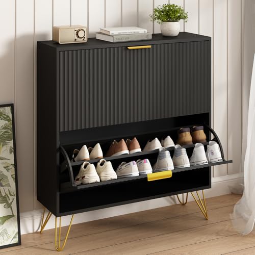 Shoe Storage Cabinet with 3 Flip Drawers