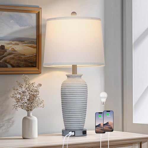 25" Farmhouse Jar Table Lamps Set og 2 Retro Farmhouse Rustic Bedside Lamp