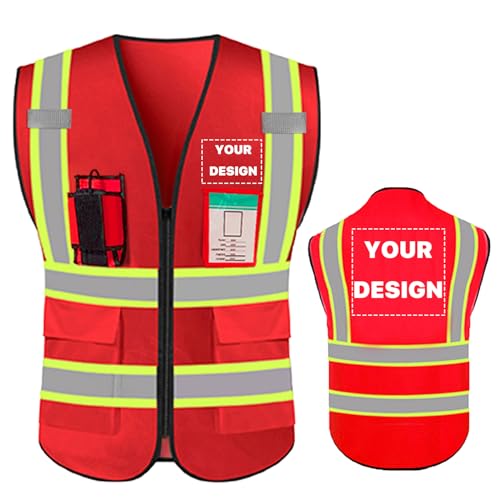 High Visibility Reflective Safety Vest with Pockets Custom Your Logo Safety Workwear