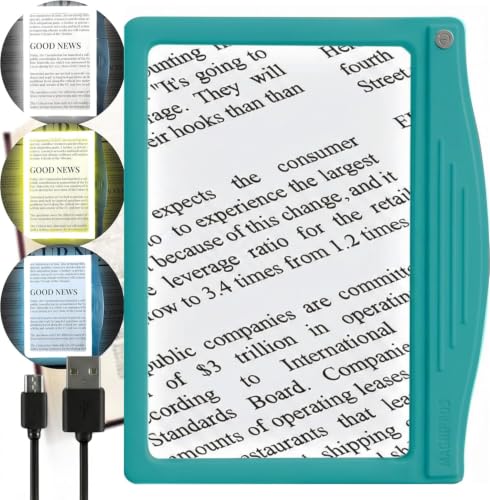 5X Rechargeable LED Page Magnifier with 3 Color Light Modes