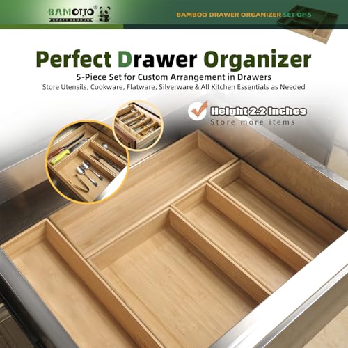 Bamboo Drawer Organizer for Kitchen Utensils