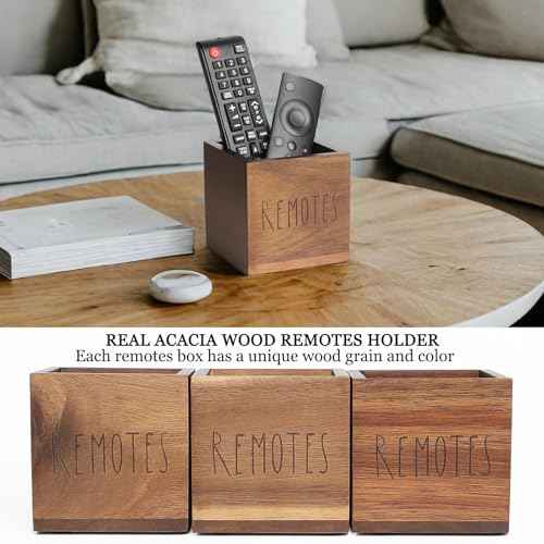 Acacia Wood Remote Control Holder