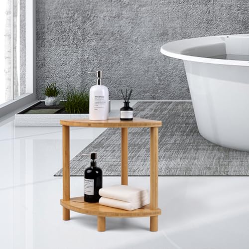 Bamboo Corner Shower Stool for Inside Shower Waterproof