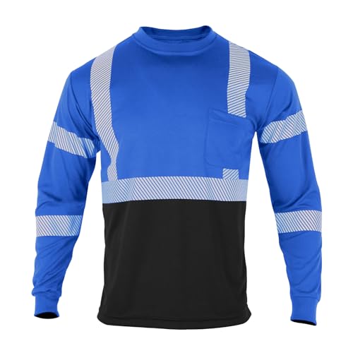 Safety Shirts for Men High Visibility Reflective Hi Vis Construction Work T Shirts Long Sleeve Breathable