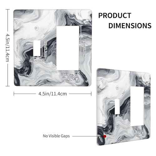 Abstract Marble Ink Texture Grey Marble Print Light Switch Cover Plate 1 Gang No Device Blank Electrical Wall Plates Faceplate Decorative Switch Plate for Bathroom Kitchen Decor