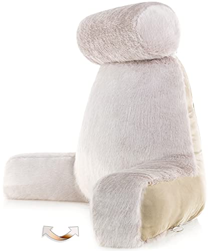 Adult Reading Sit Up Bed Rest Pillow for Bed with Arms & Neck Roll on Bungee Cord