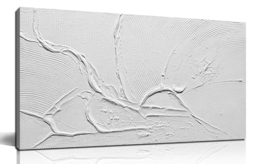 White Abstract Canvas Wall Art for Living Room Home Office Wall Decor