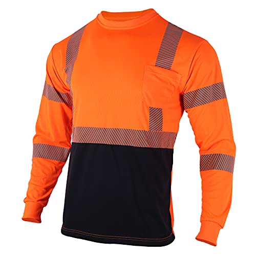 Safety Reflective High Visibility Long Sleeve Shirts Class 3 Hi Vis Construction Work T Shirts for Men