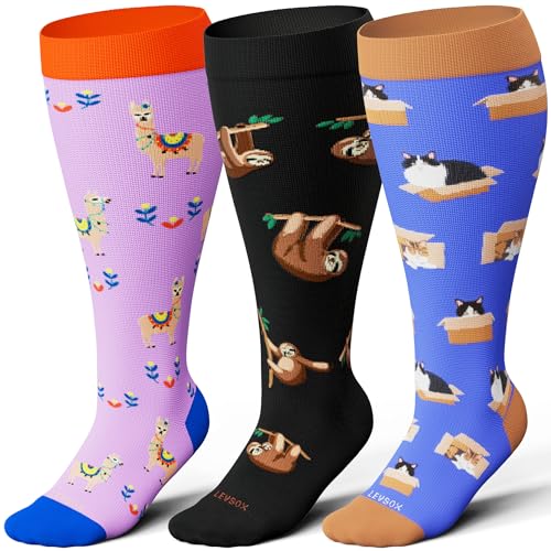 Plus Size Compression Socks for Women Men Wide Calf Extra Large 15
