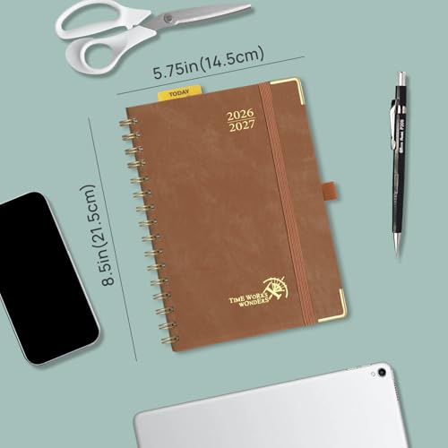 2026 2027 Academic Daily Planner One Page Per Day Hardcover Appointment Book with Hourly Time Slots