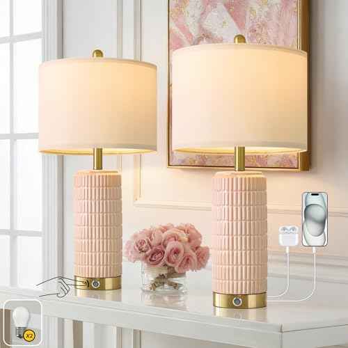 Touch Bedside Table Lamps with USB Ports for Bedroom