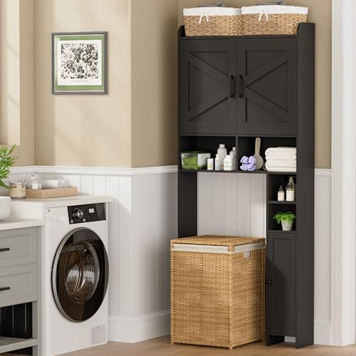 Over The Toilet Storage Cabinet with 2 Door and Toilet Paper Holder Stand