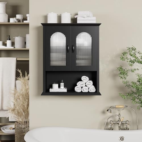 Bathroom Wall Cabinet with Fluted Door