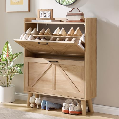 Shoe Cabinet Storage for Entryway with 2 Flip Drawers
