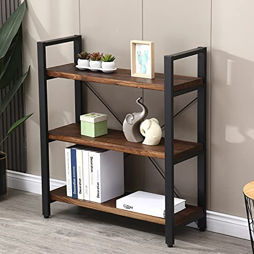 Real Solid Wood Rustic Vintage Industrial Etagere Bookshelf