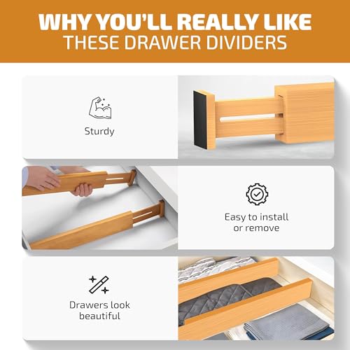 4 Pack Bamboo Drawer Dividers