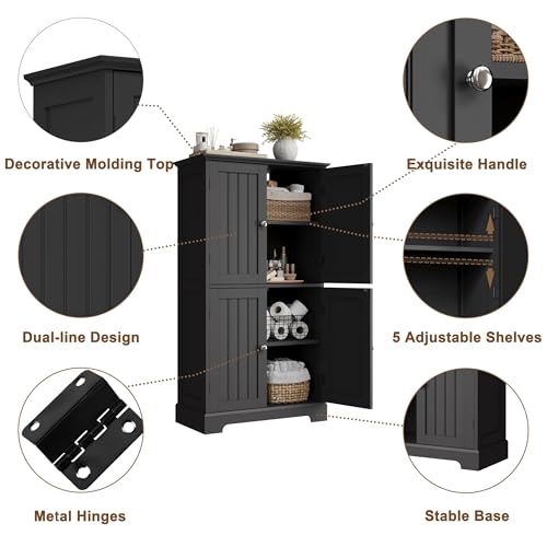 Bathroom Floor Storage Cabinet with Doors