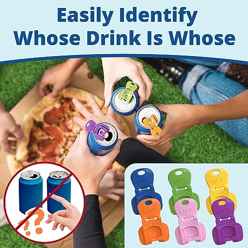 Complete Cover Easy Tab Opener New and Improved 12PK Beverage Barricade 2.0 Colorful Drink Can Protector Cap for Soda