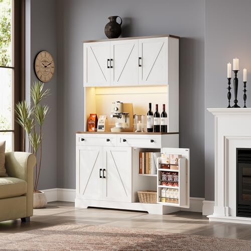 71" Pantry Cabinet with Charging Station & LED Lights