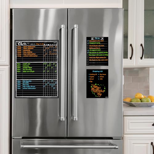 Magnetic Chalkboard with Neon Bright Liquid Chalk Markers for Refrigerator