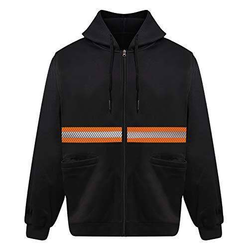 High Visibility Reflective Safety Hoodie Jacket With Removable Sleeves Hi Vis Outdoor Protective Workwear Unisex
