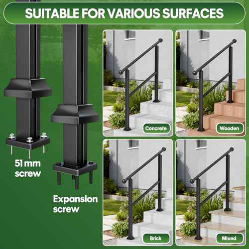 2 3 4 5 Step Heavy Duty Aluminum Alloy Outdoor Stair Handrail Kit