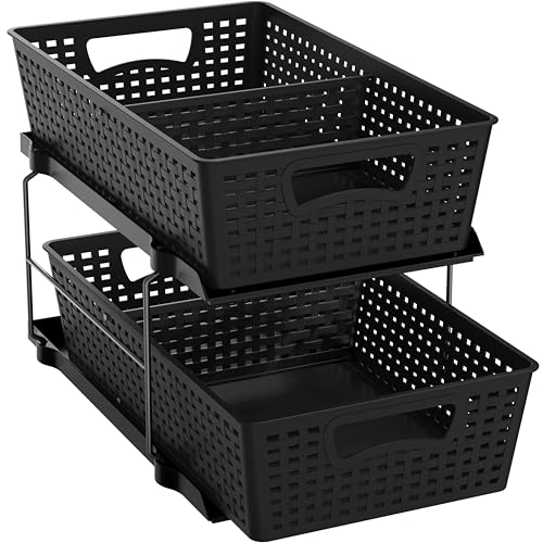SimpleHouseware 2 Tier Bathroom Organizer Tray Pull