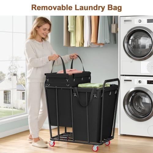 2 Section Laundry Sorter Cart