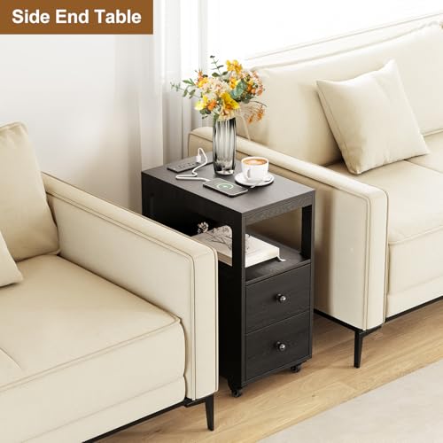 Bedroom Nightstand with Charging Station