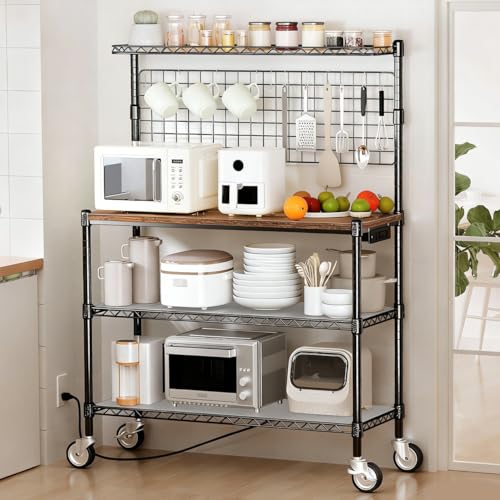 Bakers Rack with Storage & Wheels