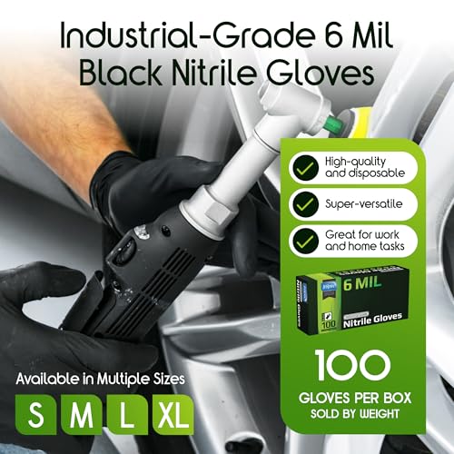 Black Nitrile Gloves HEAVY DUTY 6 Mil Nitrile Chemical Resistant Medical Cooking Cleaning Disposable Black Gloves