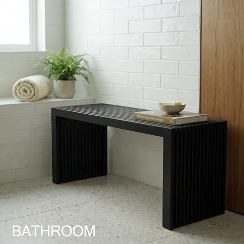 Modern Indoor Bamboo Wood Storage Bench for Entryway
