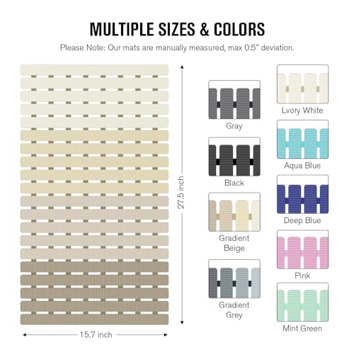 Bath Tub Shower Mat Non Slip Bathtub Mats for Bathroom Shower Floor Mat Bath Mats for Shower Tub Anti Slip Shower Mat with Drain Hole and Large Suction Cups
