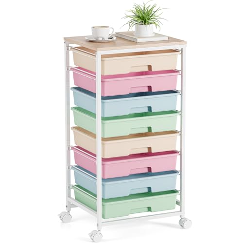 Rolling Storage Cart with 8 Drawers