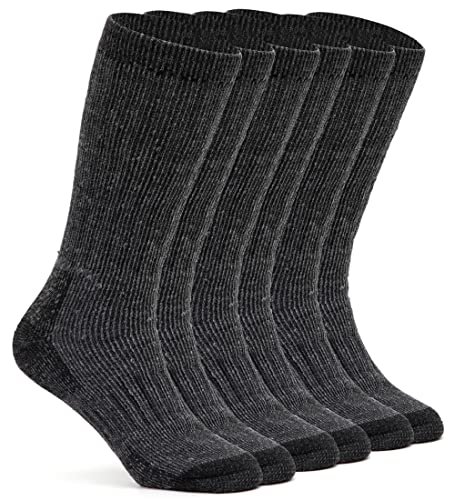 Mens Merino Wool Crew Socks Thermal and Warm Socks for Winter Work Hiking Running 3 Pairs