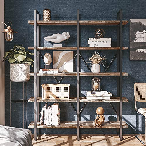 Bookshelves and Bookcases Double Wide Large Bookshelf 5 Tiers