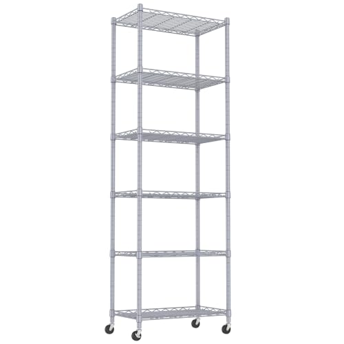 6 Wire Shelving Steel Storage Rack Adjustable Unit Shelves for Laundry Bathroom Kitchen Pantry Closet