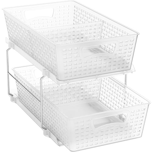 SimpleHouseware 2 Tier Bathroom Organizer Tray Pull