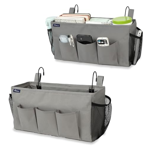 Bedside Organizer with Hook Bedside Caddy Hanging Storage Bag with Adjustable Straps and Water Bottle Holder for Home College Dorm Bunk Bed Accessories