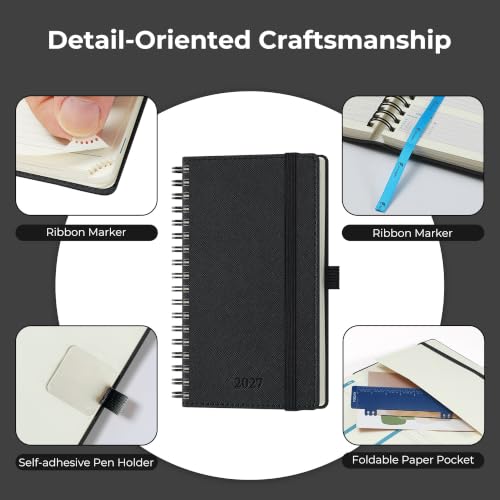 2027 Weekly Planner Leather Spiral Soft Cover Calendar