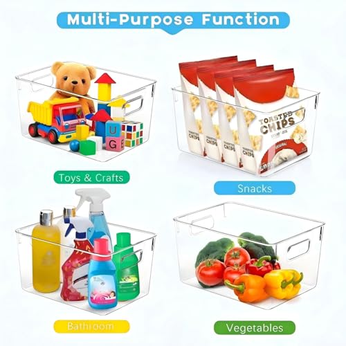 Set of 8 Clear Plastic Storage Bins