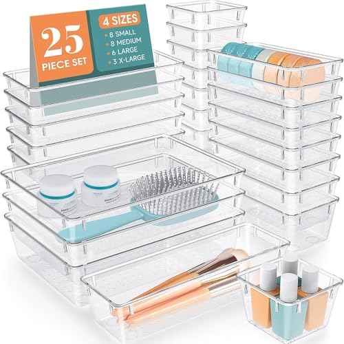 25 PCS Plastic Drawer Organizer Set