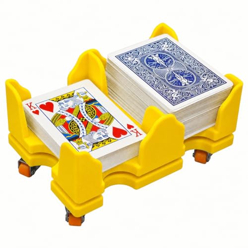 Card Holder 9 Deck Plastic Revolving Card Game Holder Playing Cards Tray Rotating 360° Organizes Multiple Decks for Canasta