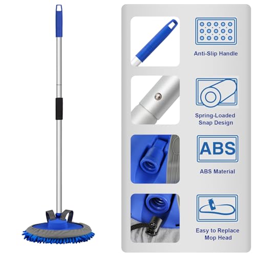 62" Microfiber Car Wash Brush with Long Handle Car Washing Mop Kit Mitt Sponge Car Cleaning Supplies Duster RV Washing Car Brushes