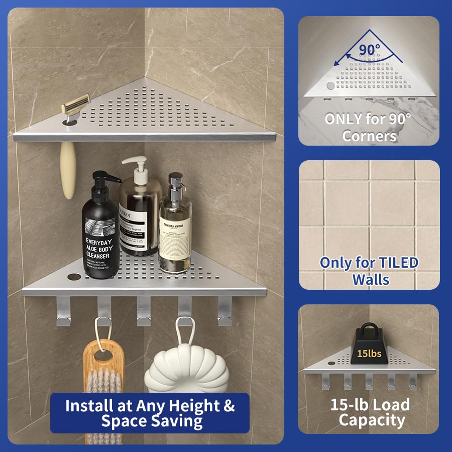 Grout in Shower Shelves with Hooks