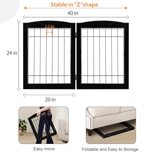Freestanding Foldable Wood Dog Gate