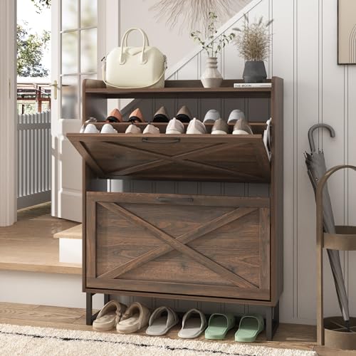 Shoe Storage Cabinet with Flip Drawers