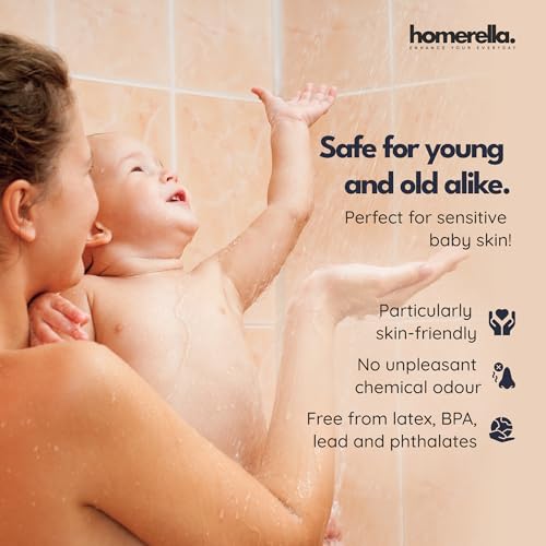 Shower Stall Mat Non Slip 21x21 Square Shower and Standing Bathtub Mat for Baby INCL. 2 Hooks for Storage Anti Slip Shower Mats with Suction Cups Soft on Feet Machine Washable Homerella