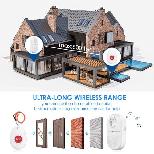 Wireless Caregiver Pager Call Button Nurse Alert System Call Bell for Home